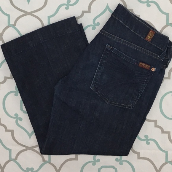 💙👖CUTE! 7FAM DOJO CROP NAVY 7’S👖💙27 3/4 21” - Picture 7 of 8